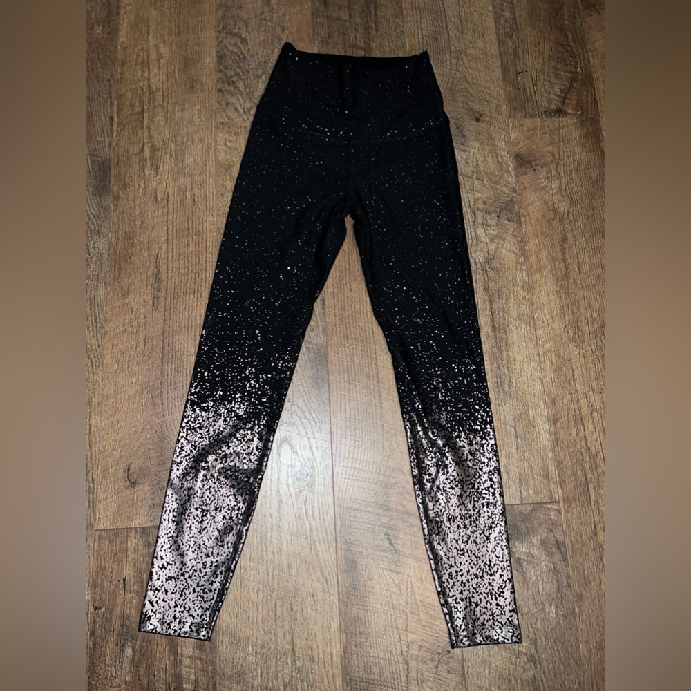 Beyond Yoga Black Leggings with Gold Splatter-Small